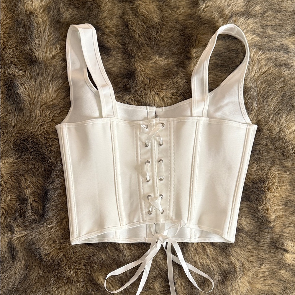 SHEIN White Lace-Up Crop Top